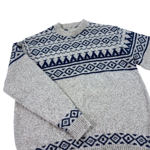 Vintage LL Bean Crewneck Fair Isle Sweater Mens Size XL Wool Blend Made In USA - Picture 3 of 8